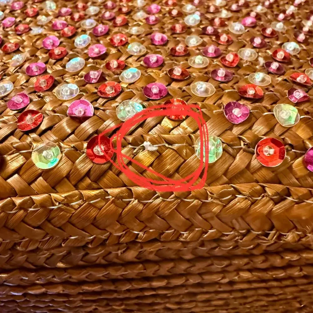 Victoria's Secret Vtg 90s Sequined Woven Bucket Tote Bag - Picture 9 of 9